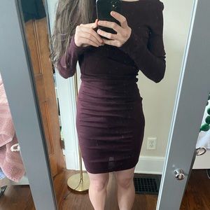 Express ruched sweater dress, Burgundy